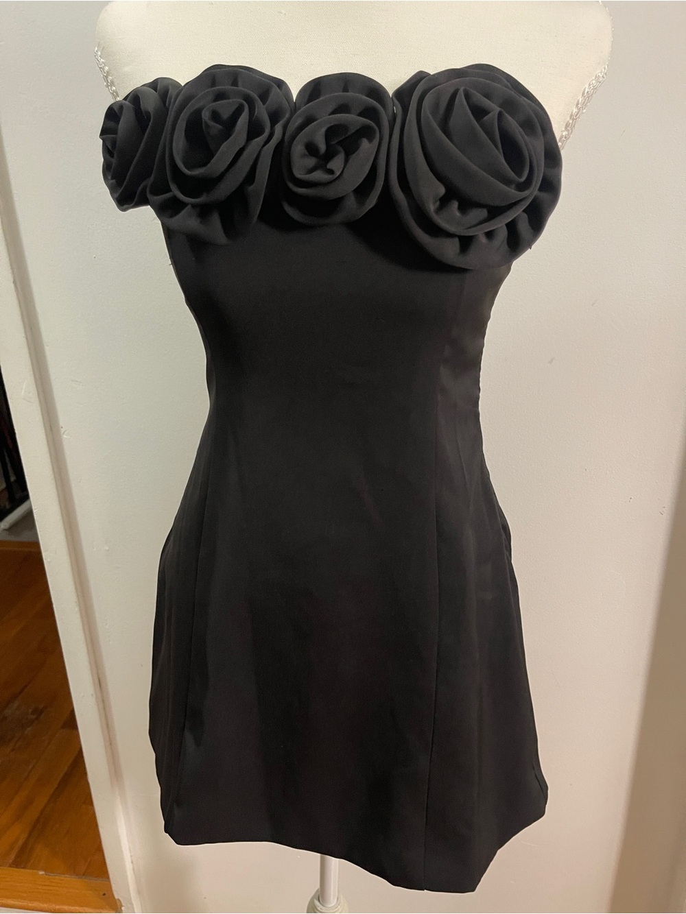 Peppermayo Black Rosette Strapless Mini Dress 4